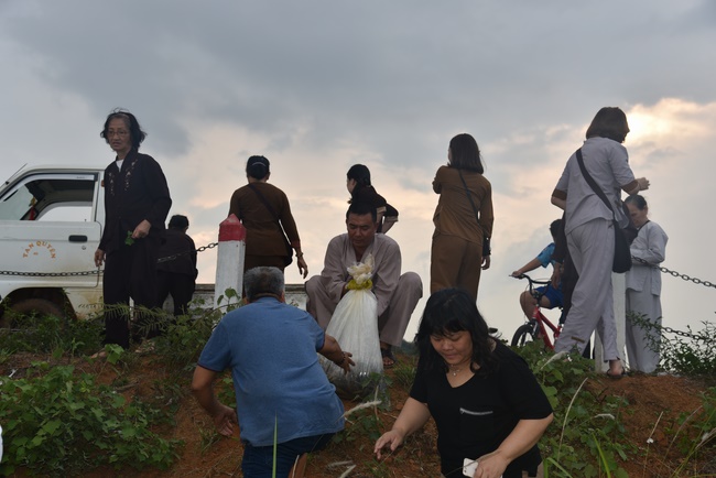 Offering the Buddha statue to Dac Phap Pagoda and releasing creatures.