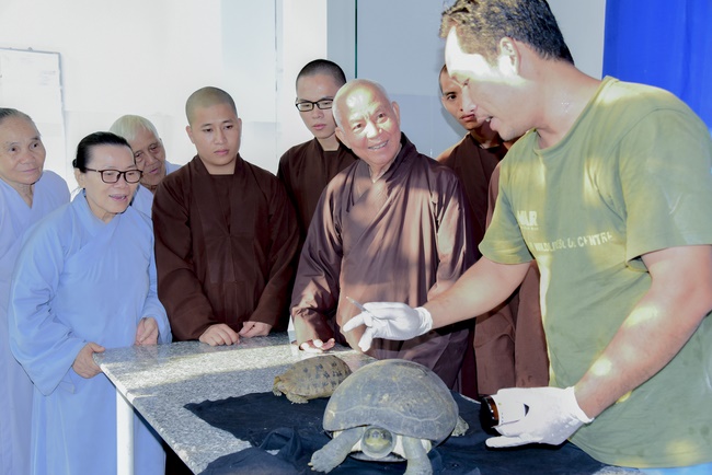Rebirth praying ceremony, cremating and handing over two turtles Heosemys annandalii and Elongated tortoise.