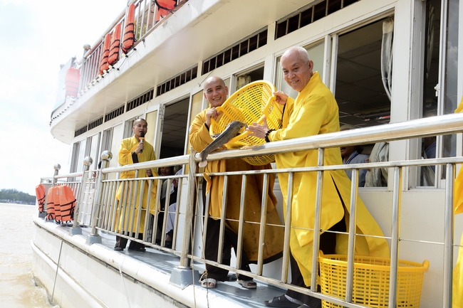 Releasing creatures on Van Phat yacht in Can Tho