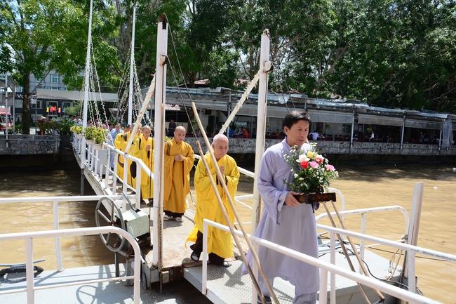 Releasing creatures on Van Phat yacht in Can Tho