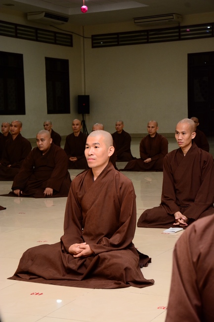 Monks at Hoang Phap Pagoda Studying of demeanor
