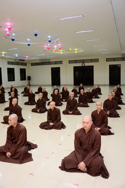 Monks at Hoang Phap Pagoda Studying of demeanor