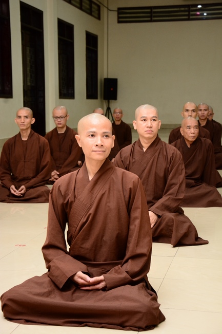 Monks at Hoang Phap Pagoda Studying of demeanor