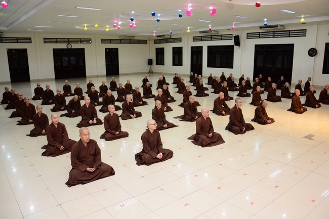 Monks at Hoang Phap Pagoda Studying of demeanor