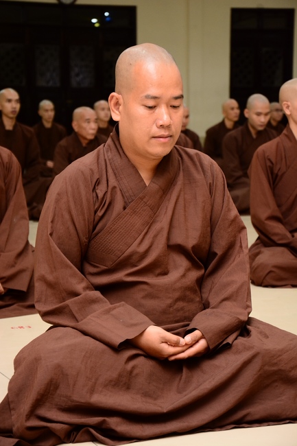 Monks at Hoang Phap Pagoda Studying of demeanor