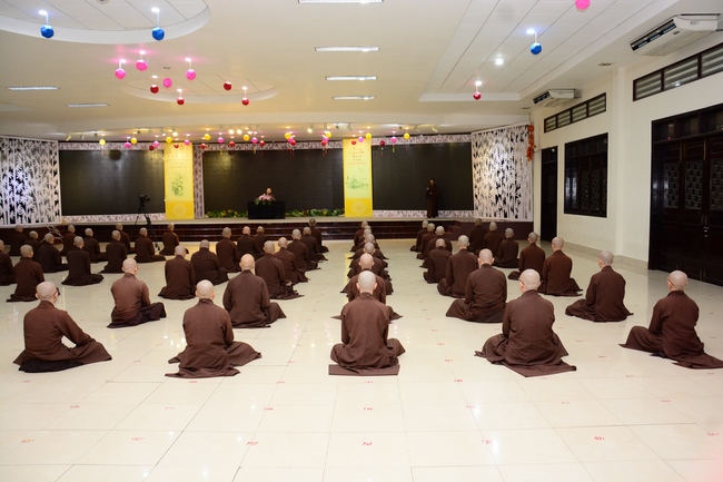 Monks at Hoang Phap Pagoda Studying of demeanor