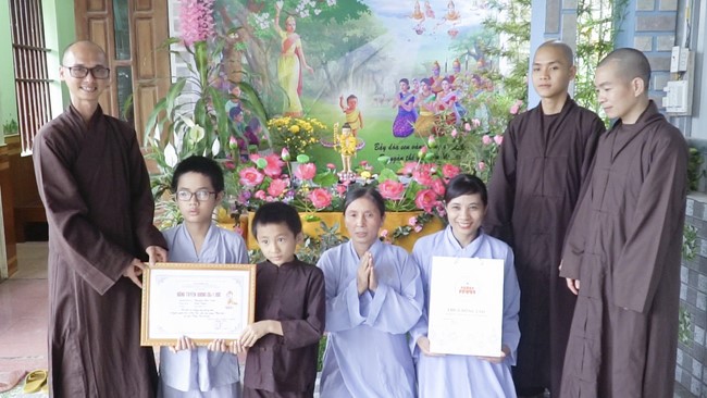 Dong Cao Pagoda granting the merit certificate to Buddhists having design of the Lumbini garden.