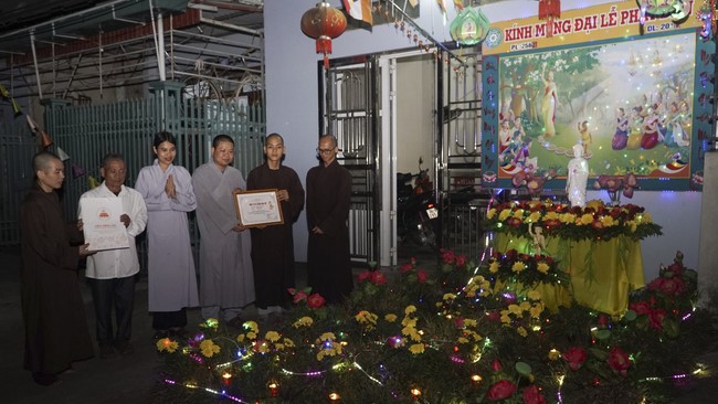 Dong Cao Pagoda granting the merit certificate to Buddhists having design of the Lumbini garden.