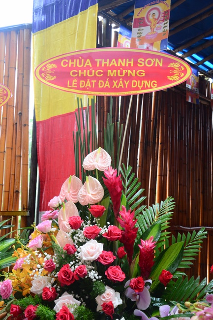 The ceremony of putting the first stone for construction of the main hall of Dang Phap pagoda in Binh Phuoc.