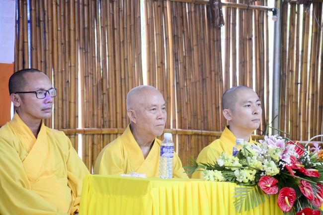 The ceremony of putting the first stone for construction of the main hall of Dang Phap pagoda in Binh Phuoc.