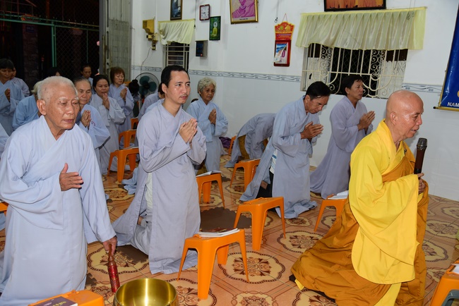 Releasing creatures and repentant ceremony at Minh Chat  ashram in Can Tho