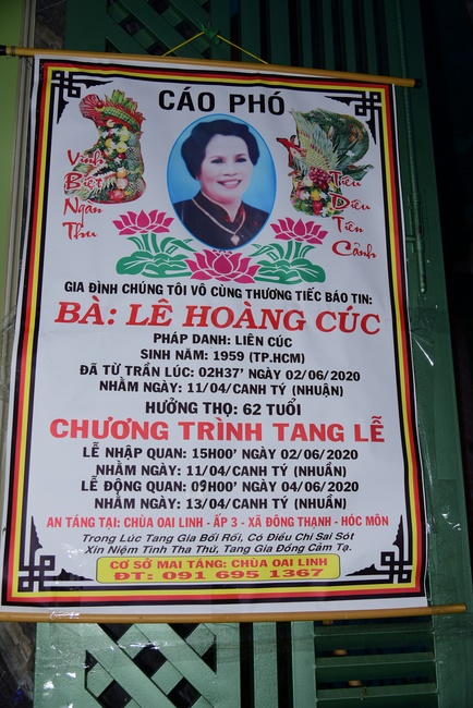 The rite praying for rebirth to Mrs. Hoang Thi Cuc in Hoc Mon.