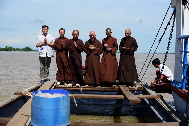 Freeing creatures on Co Bac ferry in Can Tho