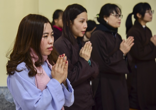 Three-Jewel  Refuge Ceremony at Tay Khanh Pagoda in Thai Binh