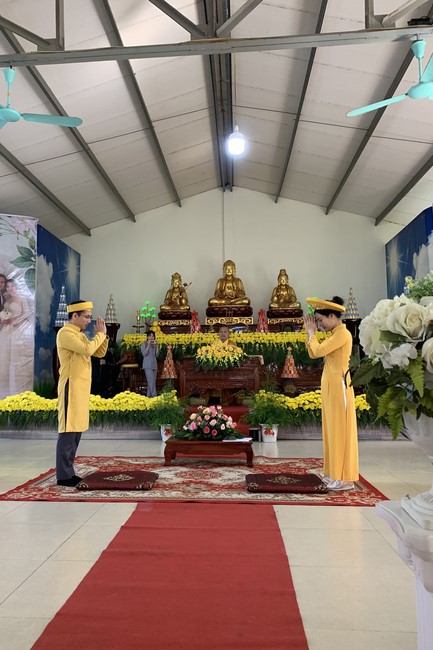 The wedding ceremony in period of the Covid-19 epidemic at Dong Cao Pagoda, Thanh Hoa province
