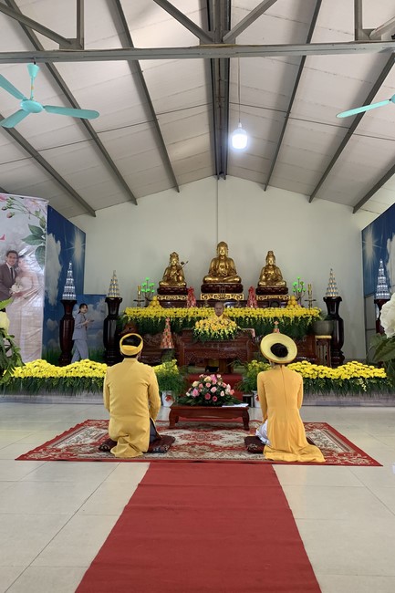 The wedding ceremony in period of the Covid-19 epidemic at Dong Cao Pagoda, Thanh Hoa province