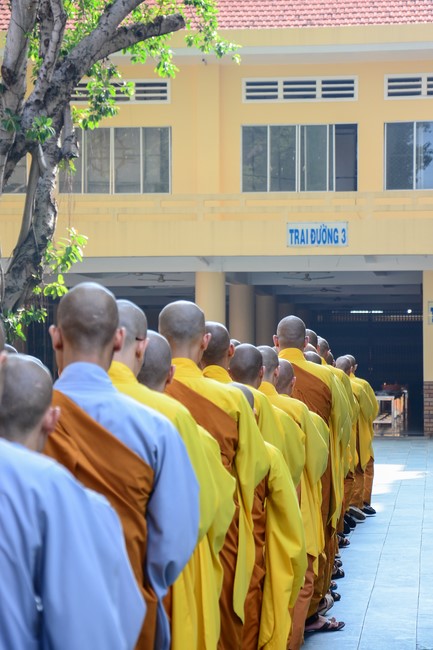 Pratimoksa commandment rite and listening precepts of monks of Hoang Phap pagoda