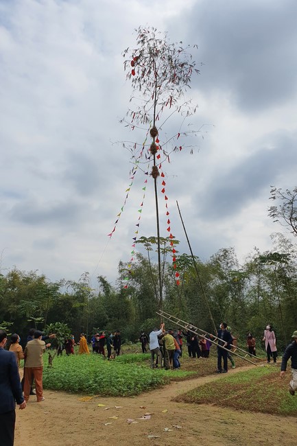 Year-end party, Ritual of putting the Buddha statue and Setting up pole tree at Dai Co Viet pagoda