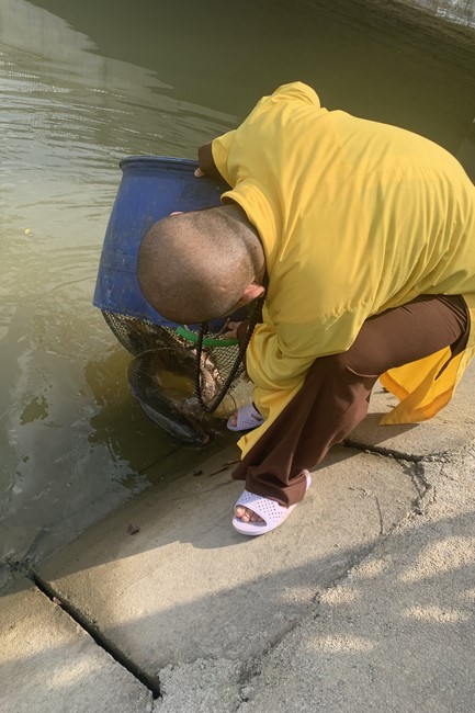 The charity on the full moon day of lunar October at Dong Cao Pagoda