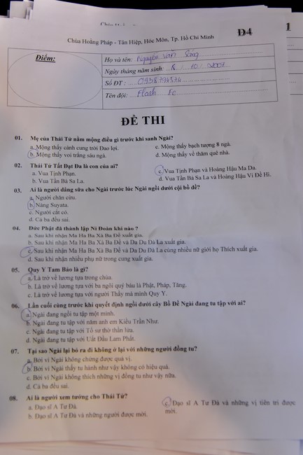 Khóa tu thanh thiếu niên – Cơ sở Hương Pháp, Củ Chi