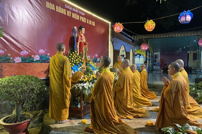 Lantern Candle Lighting Ceremony to commemorate Amitabha Buddha at Nhat Phap pagoda, Dong Nai