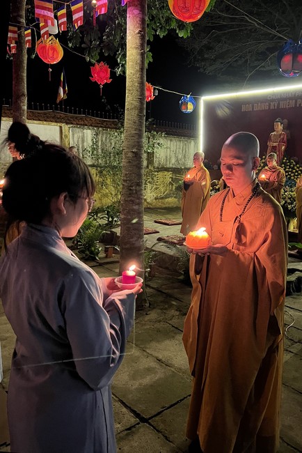 Lantern Candle Lighting Ceremony to commemorate Amitabha Buddha at Nhat Phap pagoda, Dong Nai