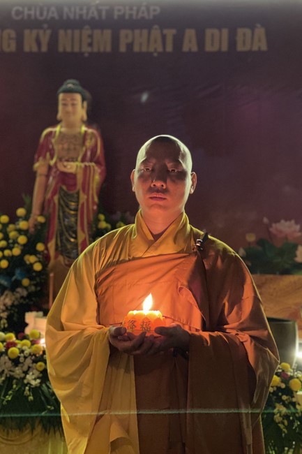 Lantern Candle Lighting Ceremony to commemorate Amitabha Buddha at Nhat Phap pagoda, Dong Nai