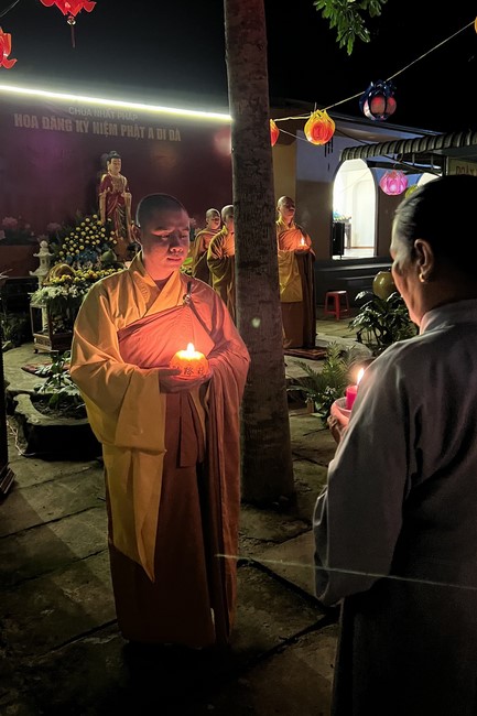 Lantern Candle Lighting Ceremony to commemorate Amitabha Buddha at Nhat Phap pagoda, Dong Nai