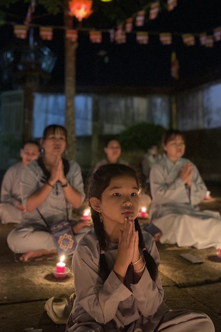 Lantern Candle Lighting Ceremony to commemorate Amitabha Buddha at Nhat Phap pagoda, Dong Nai