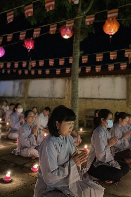 Lantern Candle Lighting Ceremony to commemorate Amitabha Buddha at Nhat Phap pagoda, Dong Nai