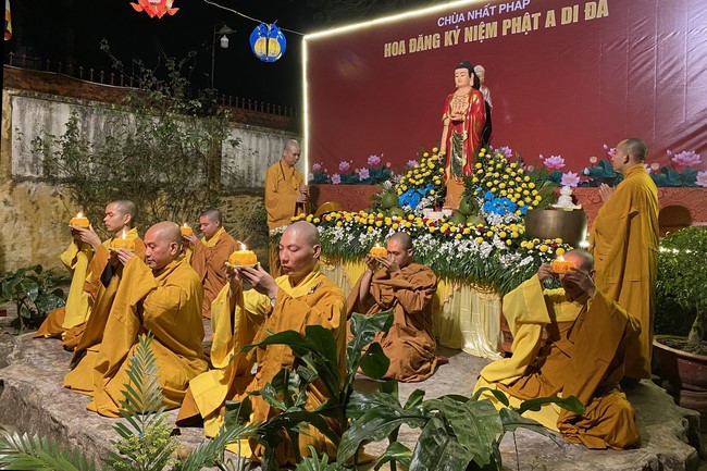 Lantern Candle Lighting Ceremony to commemorate Amitabha Buddha at Nhat Phap pagoda, Dong Nai