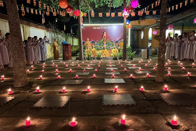Lantern Candle Lighting Ceremony to commemorate Amitabha Buddha at Nhat Phap pagoda, Dong Nai