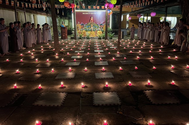 Lantern Candle Lighting Ceremony to commemorate Amitabha Buddha at Nhat Phap pagoda, Dong Nai