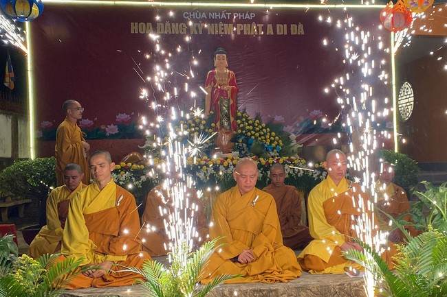 Lantern Candle Lighting Ceremony to commemorate Amitabha Buddha at Nhat Phap pagoda, Dong Nai