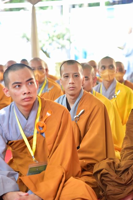 Receiving precepts from Thien Hoa precept's Altar of the Hoang Phap Pagoda’s monks