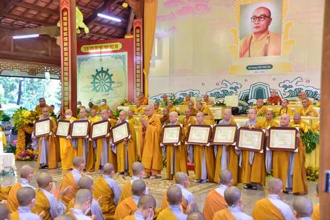 Receiving precepts from Thien Hoa precept's Altar of the Hoang Phap Pagoda’s monks