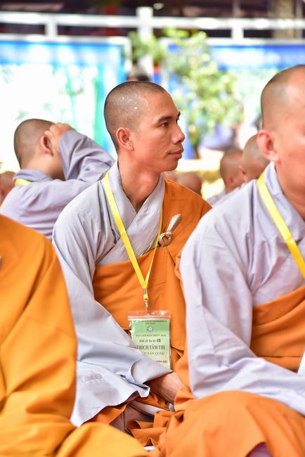 Receiving precepts from Thien Hoa precept's Altar of the Hoang Phap Pagoda’s monks