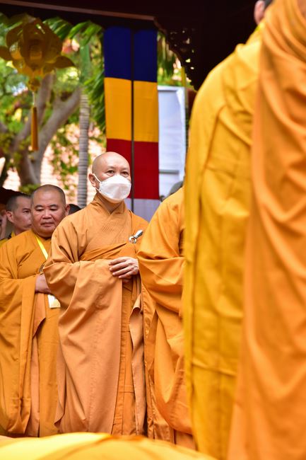 Receiving precepts from Thien Hoa precept's Altar of the Hoang Phap Pagoda’s monks
