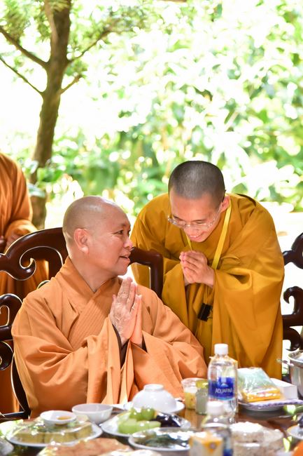Receiving precepts from Thien Hoa precept's Altar of the Hoang Phap Pagoda’s monks