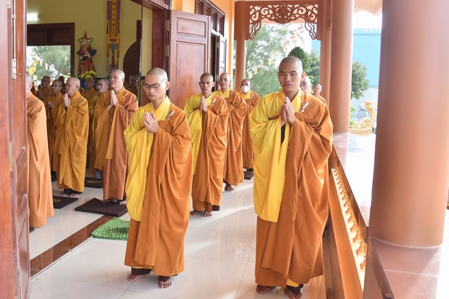 Hoang Phap pagoda monks attending the Pratimoksa precept chanting Rite