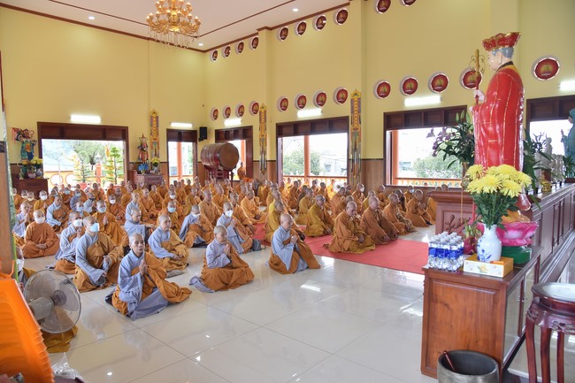 Hoang Phap pagoda monks attending the Pratimoksa precept chanting Rite