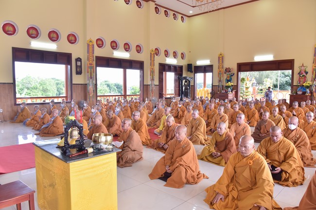 Hoang Phap pagoda monks attending the Pratimoksa precept chanting Rite