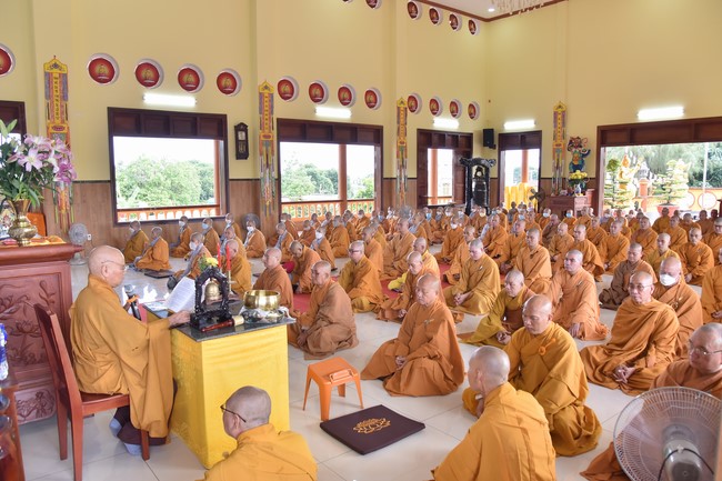 Hoang Phap pagoda monks attending the Pratimoksa precept chanting Rite