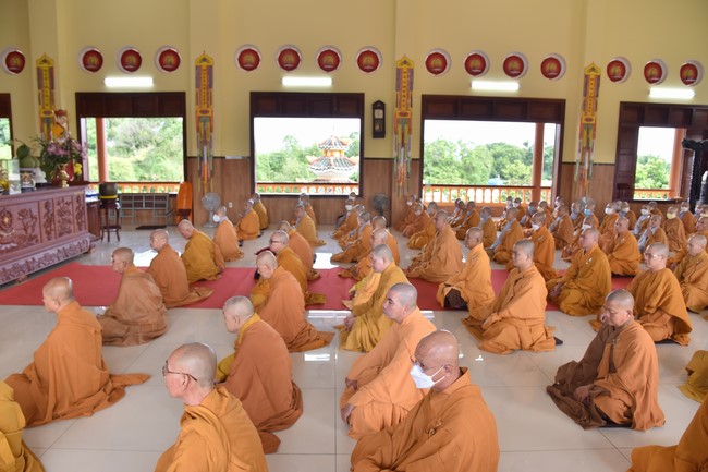 Hoang Phap pagoda monks attending the Pratimoksa precept chanting Rite