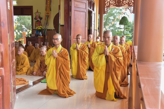 Hoang Phap pagoda monks attending the Pratimoksa precept chanting Rite