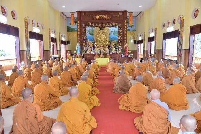 Hoang Phap pagoda monks attending the Pratimoksa precept chanting Rite