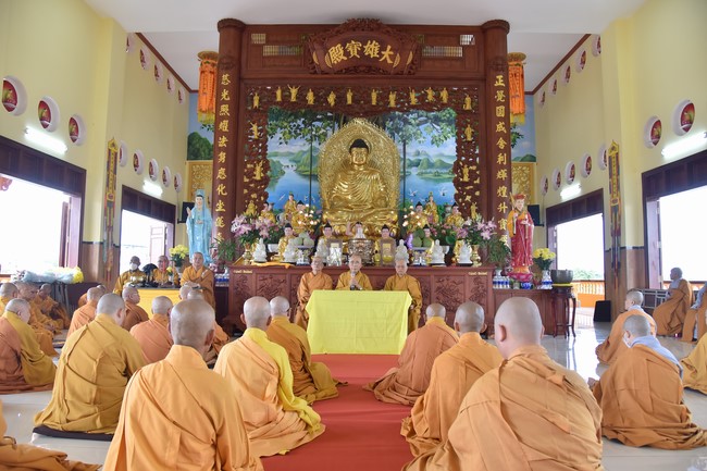 Hoang Phap pagoda monks attending the Pratimoksa precept chanting Rite