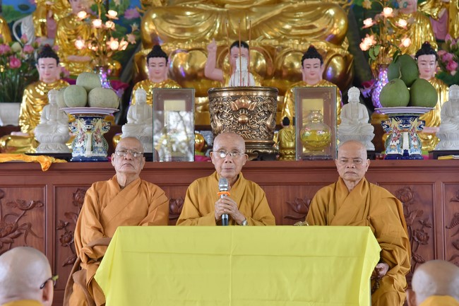 Hoang Phap pagoda monks attending the Pratimoksa precept chanting Rite