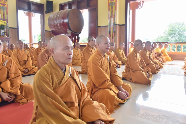 Hoang Phap pagoda monks attending the Pratimoksa precept chanting Rite