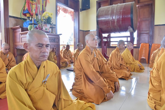 Hoang Phap pagoda monks attending the Pratimoksa precept chanting Rite